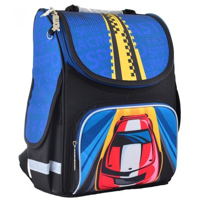 554545 - Ранец (рюкзак) - каркасный школьный для мальчика - Машина черно-синий, PG-11 Car, Smart 55454