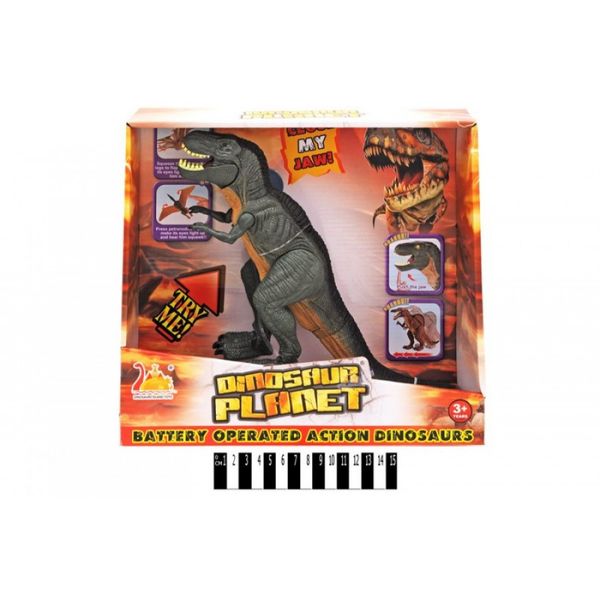 RS6152 - Іграшка динозавр Тиранозавр 33 см ходить, звукові та світлові ефекти, Dino World, Тварини динозавр RS6152