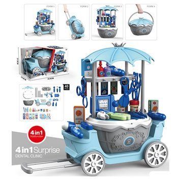 25713 - Игровой набор Доктор 4 в 1 - Чемодан, тележка, корзина, стол, инструменты.