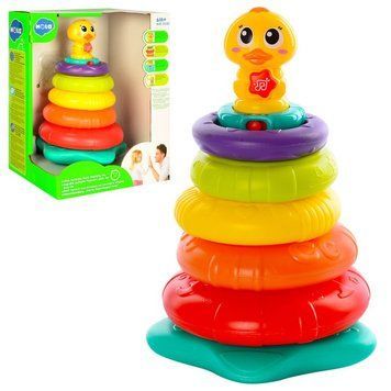 Limo Toy 7714, 2101 - Детская пирамидка уточка 22 см музыкальная, свет, пластиковая пирамида для малышей