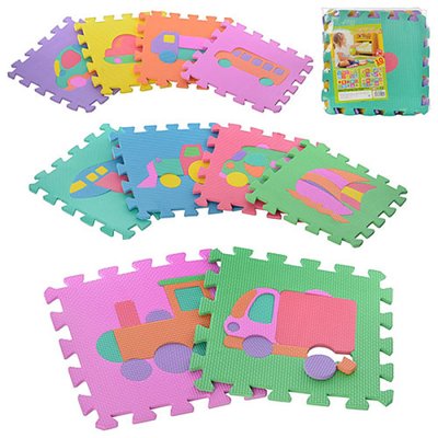 Дитячий ігровий килимок у вигляді пазлів, 10 деталей, - Транспорт 597062383 фото товару