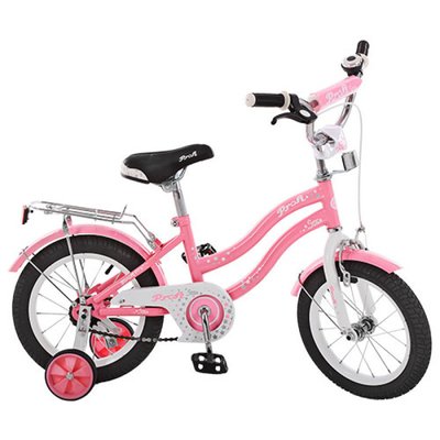 L1491 - Детский двухколесный велосипед для девочки PROFI 14 дюймов розовый Star L1491