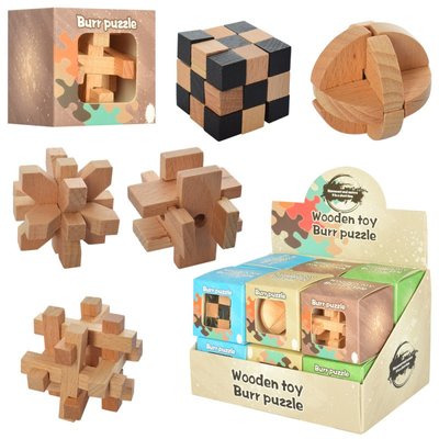 Набір дерев'яних головоломок 12 штук розмір 5,5 см, кубики головоломки, 2056 2056