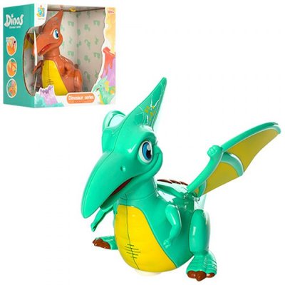 Розвиваюча музична іграшка для малюків Динозавр з крилами, їздить світло і музика 2807