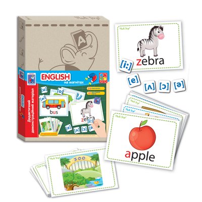 VT3701-08 - Детская обучающая развивающая игра - Английский язык на магнитах и с карточками, VT3701-08
