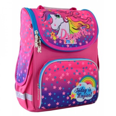 555902 - Ранець (рюкзак) — каркасний шкільний для дівчинки рожевий — Кінь Єдиноріг, PG-11 Smart 555902