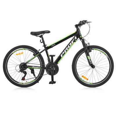 Двоколісний велосипед PROFI 24 дюйми SHIMANO, чорно-салатовий, G24FIFA A24.2 G24FIFA A24.2