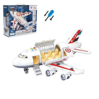 Игровой набор - самолет с элементами конструктора, на шурупах, световые и звуковые эффекты YW9089