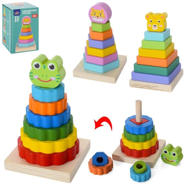 Limo Toy 1736, 1183 - Дерев'яна гра для малюків Пірамідка Конструктор, дерев'яна іграшка піраміда