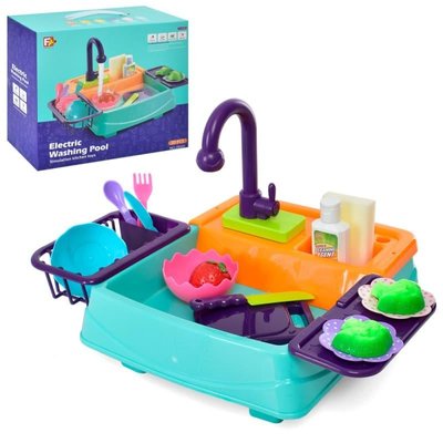 28501 - Игрушка детская кухня с функцией мойки, с набором посудки