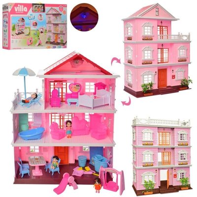Ігровий набір - ляльковий будиночок для маленьких ляльок - меблі, аксесуари, фігурки, підсвічування KB99-36