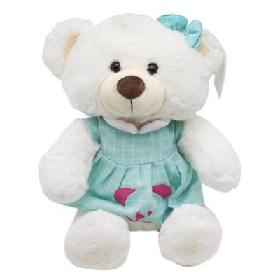 B1014 - Мягкая игрушка Мишка в платье (медведь, медвежонок) 33 см
