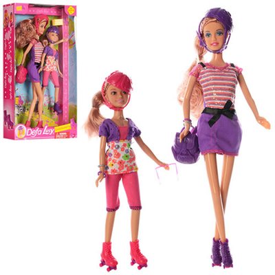 8130 - Набор кукол семья - кукла на роликах и дочка на роликах, серия кукол Дефа спортсменка
