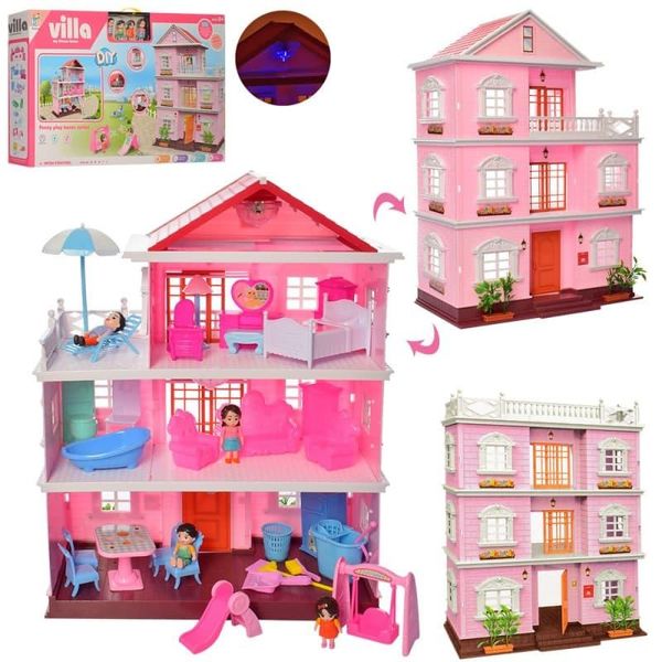 KB99-36 - Ігровий набір - ляльковий будиночок для маленьких ляльок - меблі, аксесуари, фігурки, підсвічування