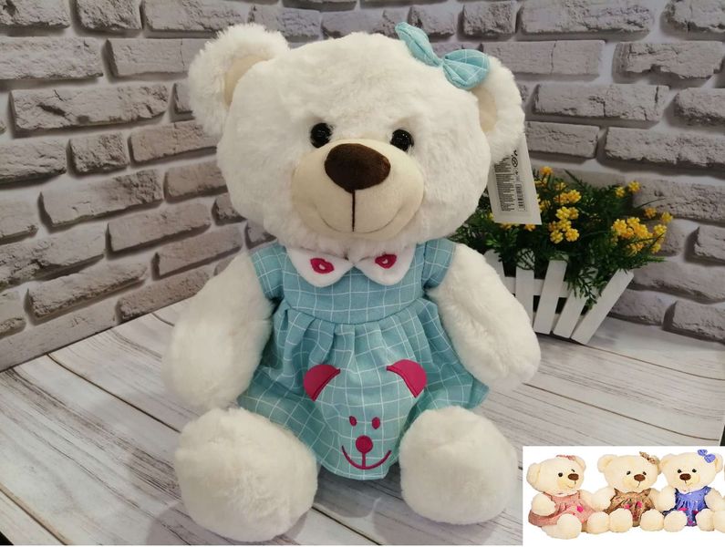 B1014 - М'яка іграшка Ведмедик у сукні (ведмідь, ведмежа) 33 см