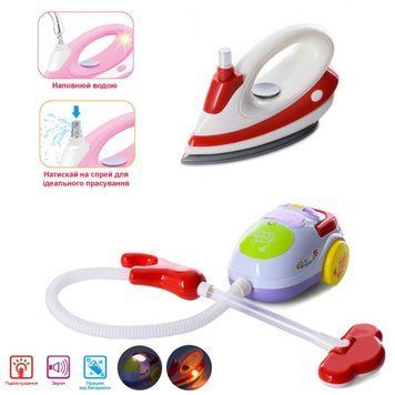 Limo Toy LS8233K - Набор игрушечной бытовой техники пылесос с утюгом - полная имитация работы настощих версий