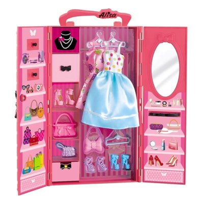 Меблі для ляльки барбі Гардероб — шафа, плаття, туфлі, сумочки 1130428351 фото товару
