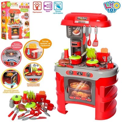 008-908A - Детская игрушечная кухня набор с аксессуарами, световые и звуковые эффекты, тостер
