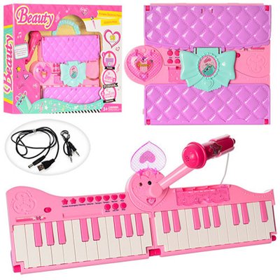 106A - Синтезатор - орган для девочки розовый, складной сумочка - чемодан.
