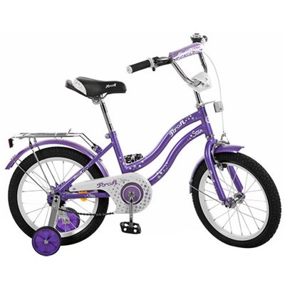 L1493 - Детский двухколесный велосипед для девочки PROFI 14 дюймов фиолетовый Star L1493