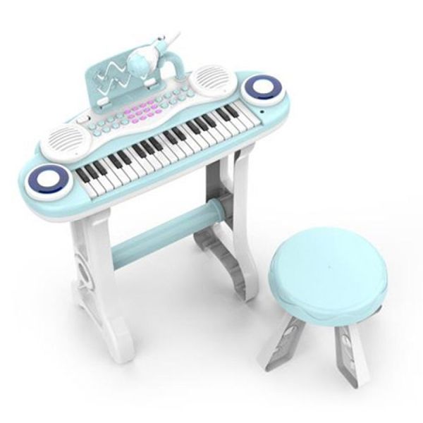 860F - Дитячий музичний центр Синтезатор (піаніно) на ніжках, стільчик, мікрофон, 860F