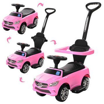 Bambi M 3503C-8 - Каталка толокар для девочки розовый с ручкой 2 в 1, подставка для ног, музыка, свет, Bambi M 3503C-8