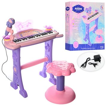 Play Smart 6613 - Дитячий Синтезатор - піаніно на ножках зі стільчиком на 37 клавіш,  мікрофон, стульчик