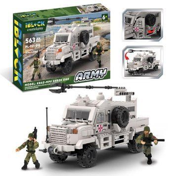 IBLOCK PL-921-512 - Конструктор КрАЗ Шрек, военная машина Армия ВСУ КРАЗ -MPV Shrek One 563 дет, фигурки солдат