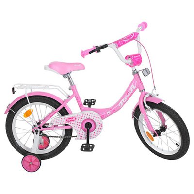 Y1411 - Дитячий двоколісний велосипед для дівчинки PROFI 14 дюймів рожевий Princess Y1411