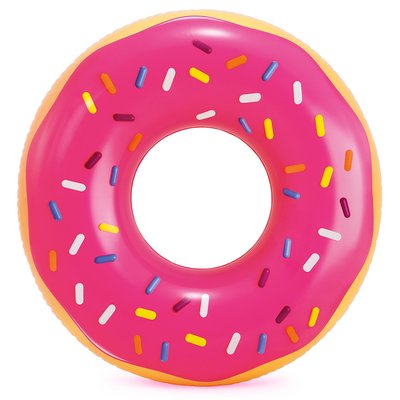 Intex 56256 - Надувний круг для плавання — Пончик рожевий діаметр 114 см, ремкомплект, круг для моря Інтенс Intex 56256