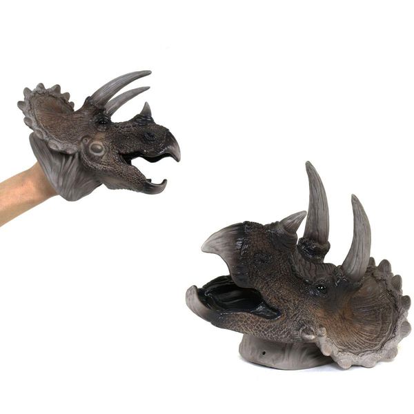 X314 - Гумова реалістична голова динозавра, одягається на руку, трицерапторс, X314