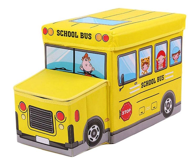 Корзина (органайзер) для игрушек - пуфик Школьный автобус (микс цветов) 2 в 1, BT-TB-0011 651476866 фото товара