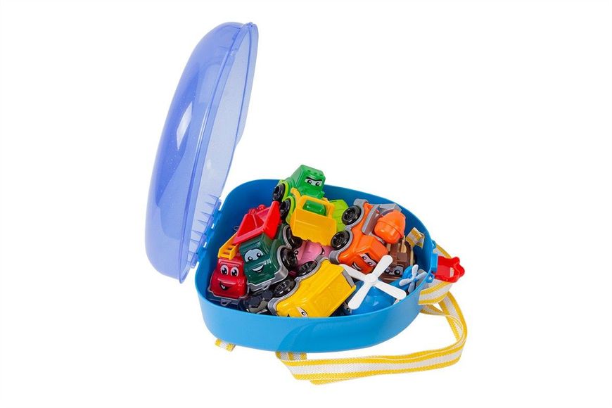 Технок 9253 - Набор пластиковых машинок для малышей в рюкзачке, машинки для песочницы, пластиковый рюкзак