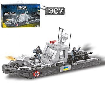 Kids Bricks (KB) KB 1116 - Конструктор военный катер с солдатиками - вооружения "ВСУ"