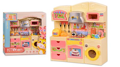 1986498 - Мебель для куклы барби - Большая Кухня звук и свет, мойка, плита, посуда, мебель для домика барби