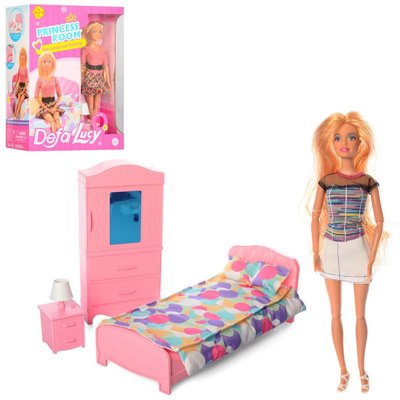 8378-BF - Ігровий набір - лялька в спальні, ліжко, тумбочка