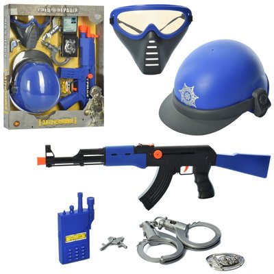 33590-33610 - Детский игровой набор полиции - маска, автомат, каска, наручники, 33590-33610