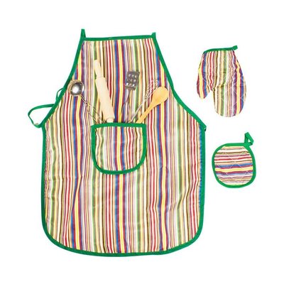 WQ5104 - Детский набор аксессуаров для готовки на кухне - фартук, прихват, ломатки, скалка, молоточек для мяса
