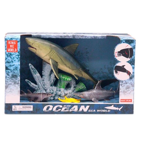 Набір фігурки різних акул 3 штуки - набір подарунковий серія "Океан" фігурки морські тварини 5502-2 more