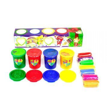 Danko Toys PK-03-01 - Пальчиковые краски для малышей 4&nbsp;цвета в баночках + тесто для лепки, мое первое творчество, PK-03-01