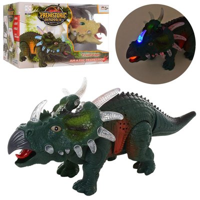 3329 - Игрушка динозавр трицераптор - ходит, звуковые и световые эффекты, Животные динозавр