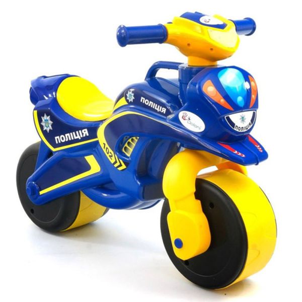 139 - Мотоцикл для катання, Мотобайк музичний Поліція синій, Україна 0139