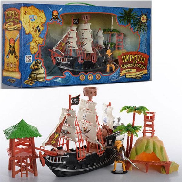 Піратський корабель, набір піратів, вишки 2 шт, фігурка, коробка 48-23-12 см, М 0513 M 0513 / 12604