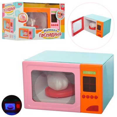 XS-18002-1 - Детская игрушка Микроволновка 20 см, свет, вращается тарелка, детская бытовая кухонная техника, XS-18002-1