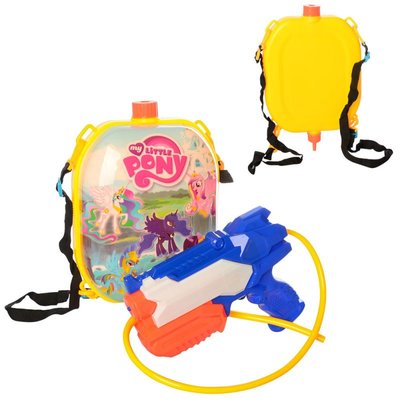 6031 - Детский водяной пистолет - водный автомат с баллоном рюкзачком на плечи в стиле Литл Пони