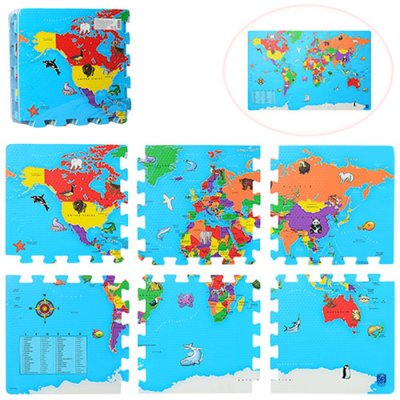 Дитячий килимок Мозаїка Пазл для підлоги — Мапа світу M 2612