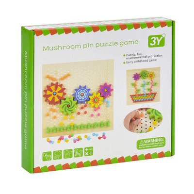 Технок С35953 - Детская деревянная развивающая игра - Мозаика с шестеренками и резиночками, С35953