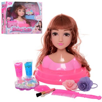 319-5 - Лялька голова для зачісок і макіяжу, 19 см, косметика, аксесуари, лялька-манекен для зачісок