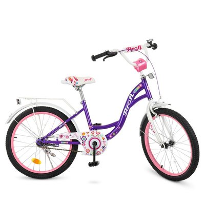 Дитячий двоколісний велосипед для дівчинки PROFI 20 дюймів (рожевий), біло-малиновий), Bloom Y2022-1 Y2022-1