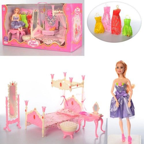 889 - Меблі для ляльки барбі Спальня в класичному стилі, лялька, ліжко, трюмо, меблі для будиночка барбі